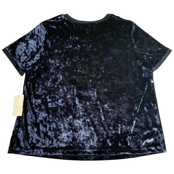 NWT A New Day Women's Blue Velvet Round Neck Short Sleeve T-Shirt XL X-Large - Picture 2 of 7